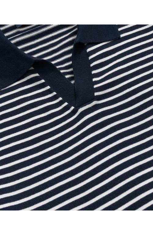 Brooks Brothers Stripe Polo Sweater In Navy Ivory Stripe
