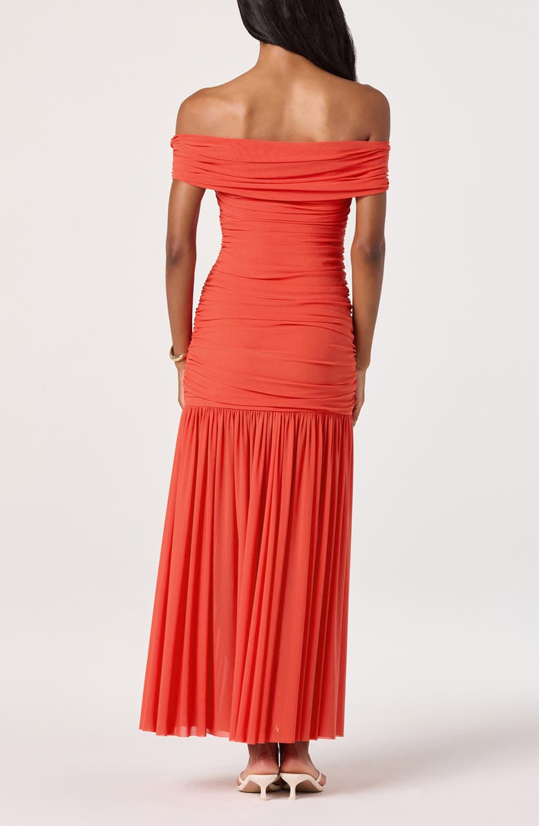 ASTR the Label Andreanna Off the Shoulder Mesh Maxi Dress, Alternate, color, Red Orange
