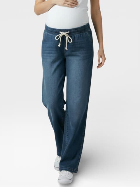 Under the Belly Tie Waist Denim Wide Leg Pant