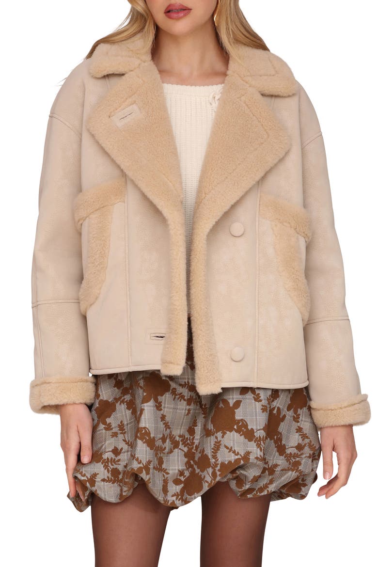 Oversize Faux Shearling Coat, Alternate, color, TAUPE