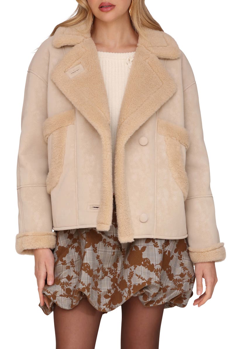 Avec Les Filles Oversize Faux Shearling Coat, Alternate, color, Taupe