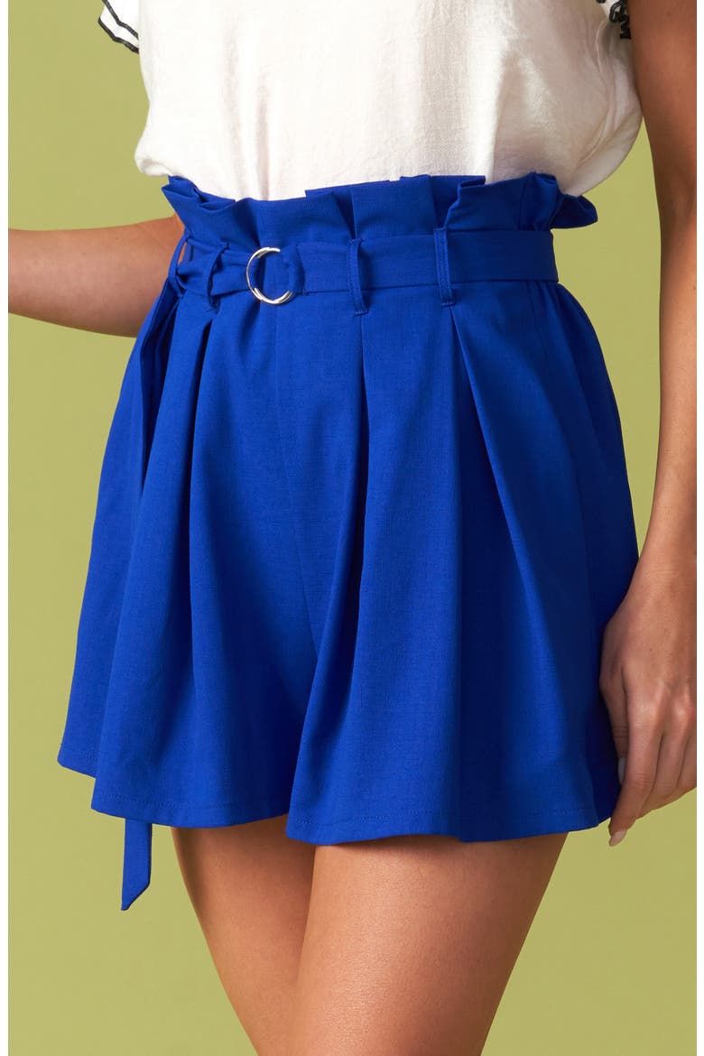 Pleated Paperbag Shorts, Alternate, color, ROYAL