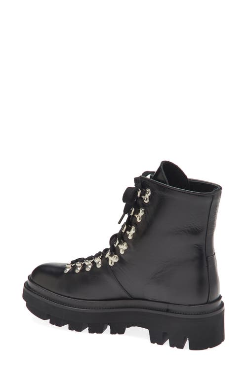 Allsaints Wanda Genuine Shearling Lug Sole Combat Boot In Black