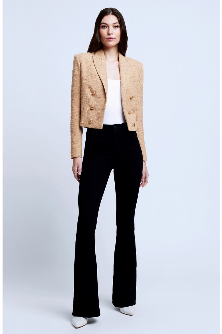 Inez Cotton Blend Crop Blazer, Alternate, color, ALMOND