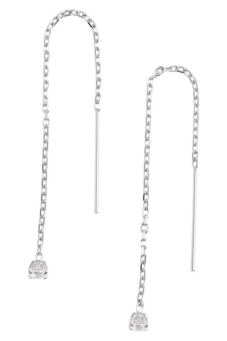 Threader Earrings, Main, color, SILVER