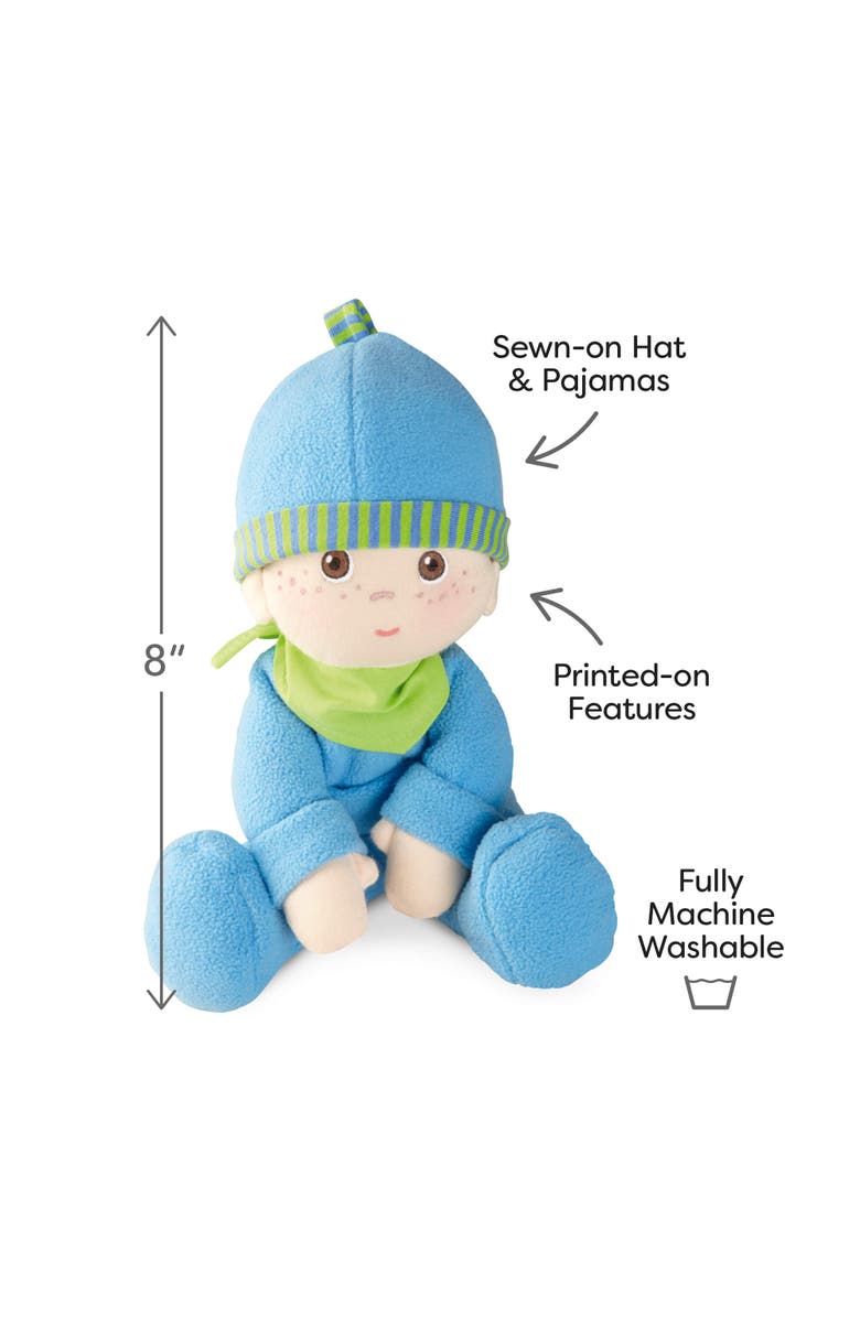 HABA Snug-Up Soft Plush Luis First Baby Doll 8" - Perfect Newborn and Infant Toy,  Ideal Boy Doll for Baby Shower Gift, Alternate, color, Blue Multi