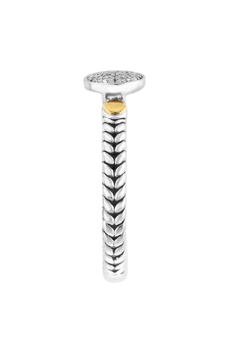 Sterling Silver & 18K Gold Pavé Diamond Ring - 0.09ct., Alternate, color, SILVER
