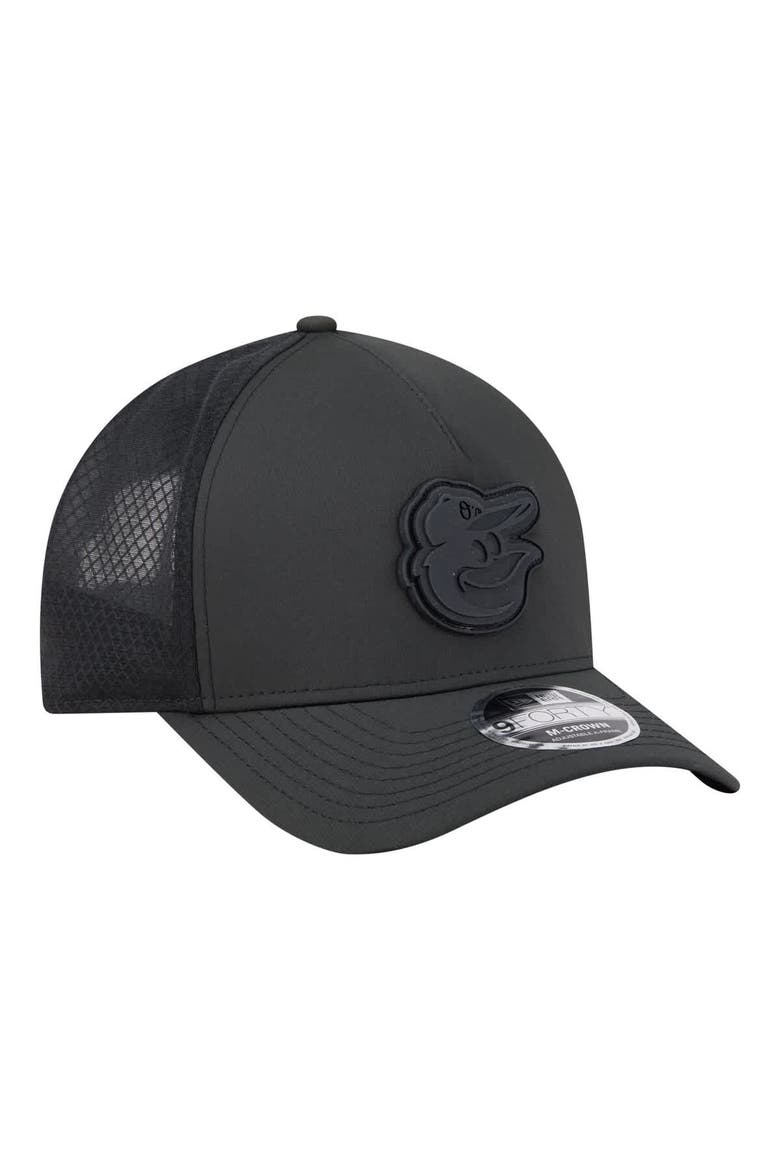 Men's New Era  Black Baltimore Orioles Badged M-Crown A-Frame 9FORTY Trucker Adjustable Hat, Alternate, color, Black