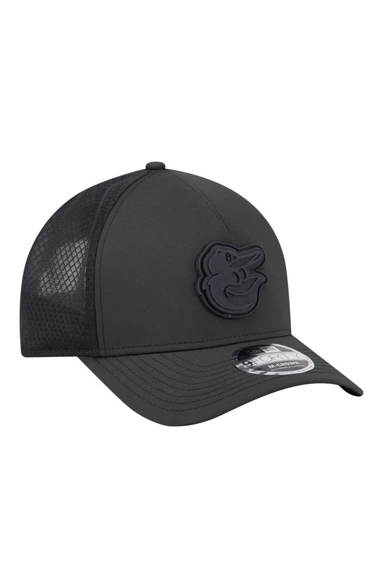 New Era Men's New Era Black Baltimore Orioles Badged M-Crown A-Frame 9FORTY Trucker Adjustable Hat, Alternate, color, Black
