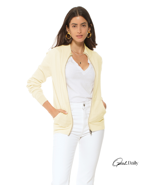 Pure Cashmere Double Slider Slider Zip Cardigan