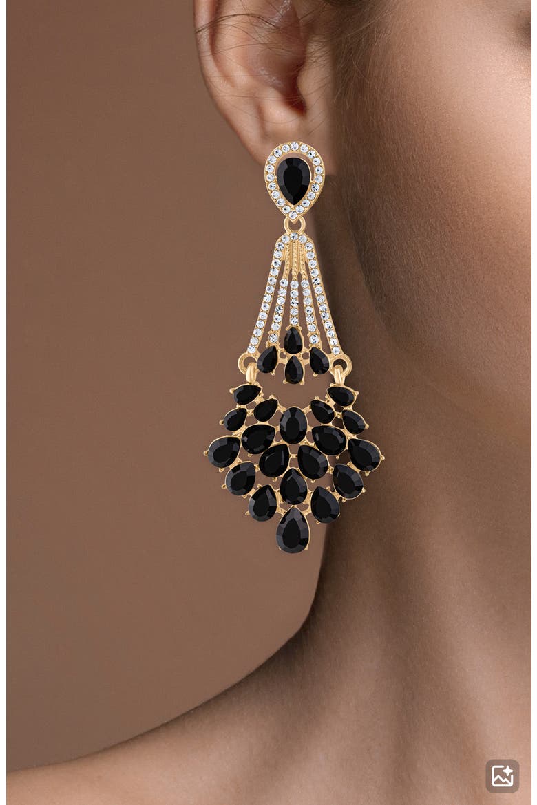 Crystal Statement Drop Earrings (Nordstrom Exclusive), Alternate, color, BLACK/ CLEAR GOLD