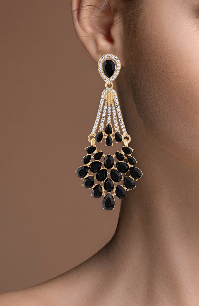 JARDIN Crystal Statement Drop Earrings, Alternate, color, Black/ Clear Gold