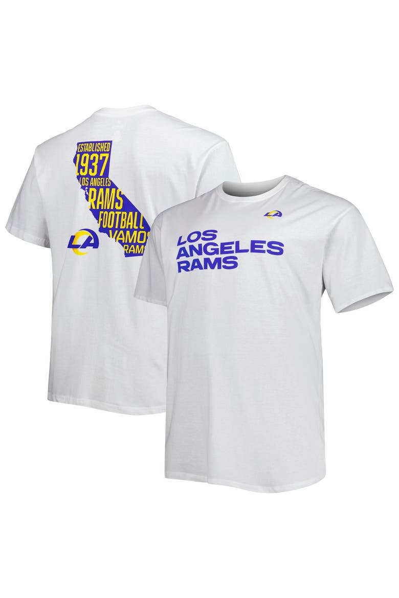Men's Fanatics Branded White Los Angeles Rams Big & Tall Hometown Collection Hot Shot T-Shirt, Main, color, White