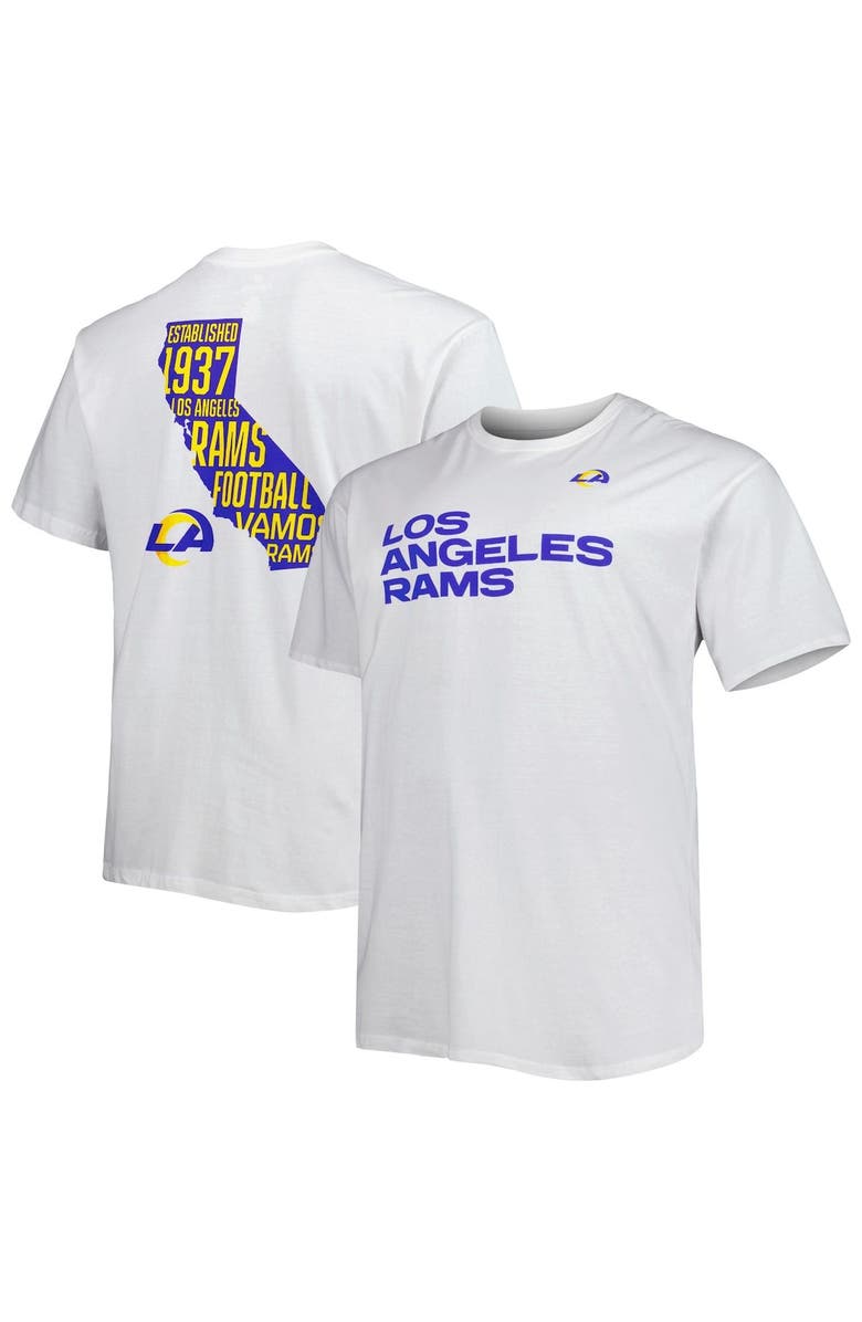 FANATICS Men's Fanatics Branded White Los Angeles Rams Big & Tall Hometown Collection Hot Shot T-Shirt, Main, color, White