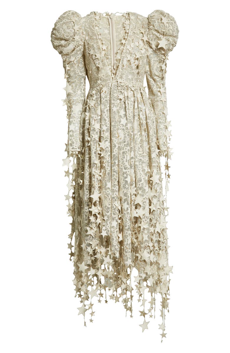 Zimmermann Celestial Zodiac Long Sleeve Lace Midi Dress, Alternate, color,