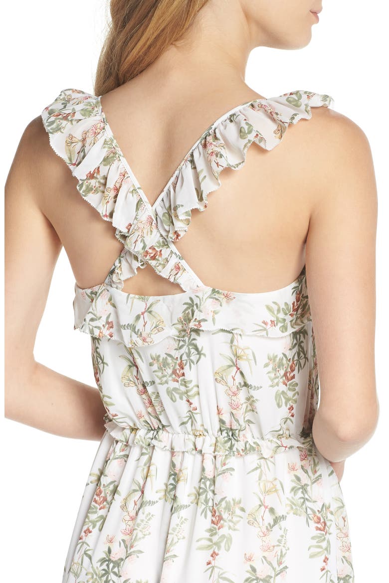 Isabella Floral Stripe Cross Back Maxi Dress, Alternate, color, ECRU/ ROSE