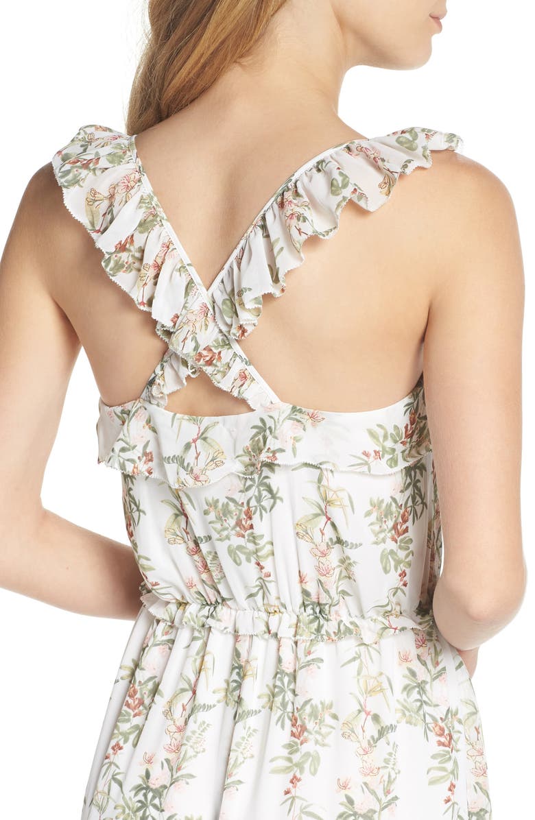 Gal Meets Glam Collection Isabella Floral Stripe Cross Back Maxi Dress, Alternate, color, 