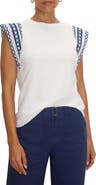 NIC+ZOE Lace Trim Cotton Slub Top