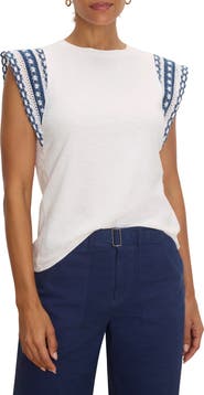 NIC+ZOE Lace Trim Cotton Slub Top