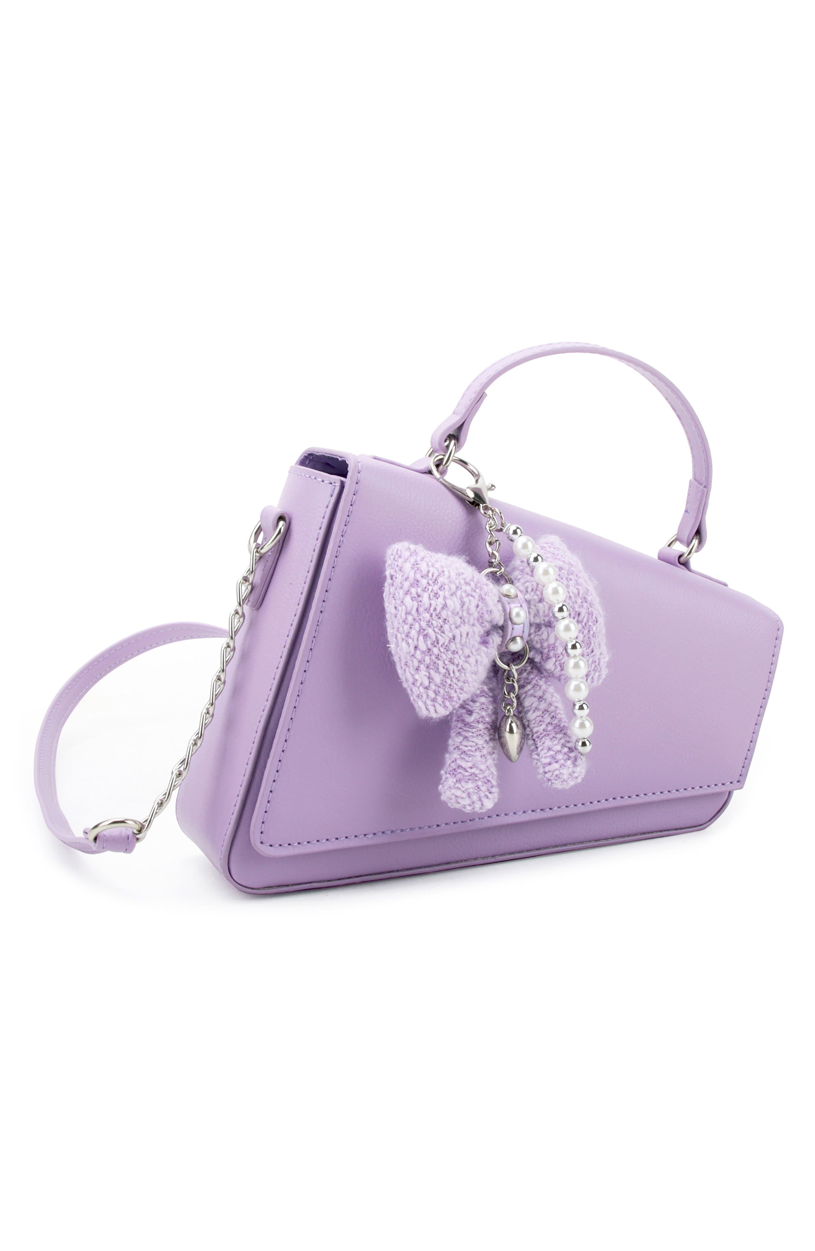OMG Accessories Angled Flap Faux Leather Crossbody Bag, Alternate, color, Orchid