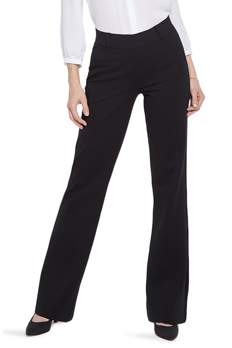 Pull-On Flare Leg Ponte Knit Trousers, Main, color, BLACK