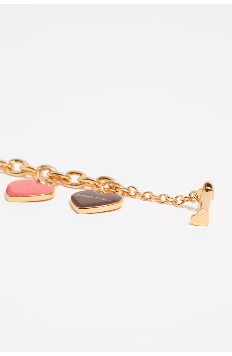 Bimba y Lola Chain Hearts Logo Necklace, Alternate, color, 
