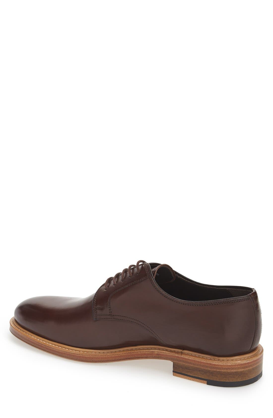 'Stevens' Plain Toe Derby, Alternate, color, DARK BROWN LEATHER