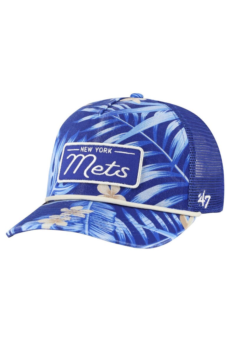 Men's '47 Royal New York Mets Tropicalia Trucker Hitch Adjustable Hat, Main, color, Royal