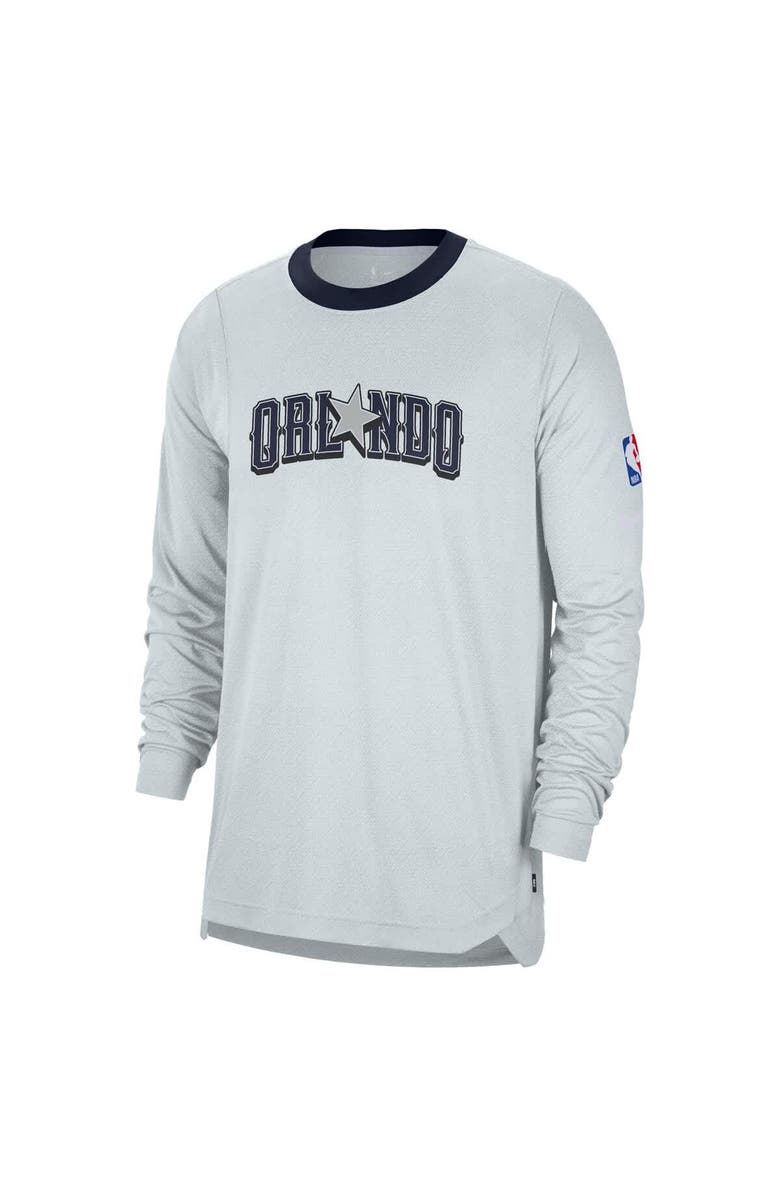 Nike Men's Nike Silver Orlando Magic 2024/25 City Edition Authentic Pregame Performance Long Sleeve Shooting T-Shirt, Alternate, color, 