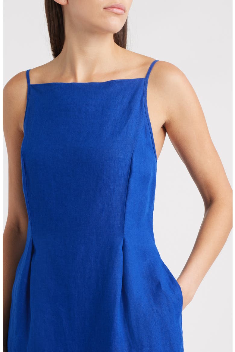High Neck Sleeveless Linen Minidress, Alternate, color, BRIGHT SAPPHIRE
