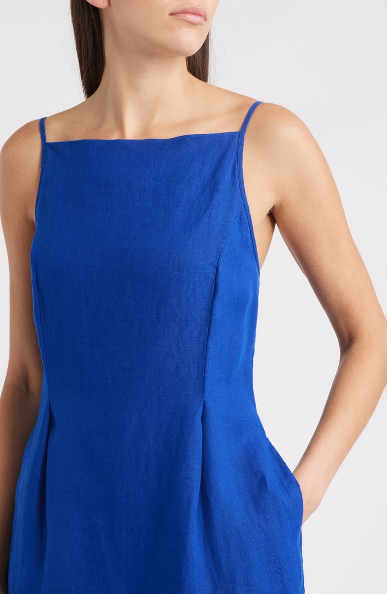 Madewell High Neck Sleeveless Linen Minidress, Alternate, color, Bright Sapphire