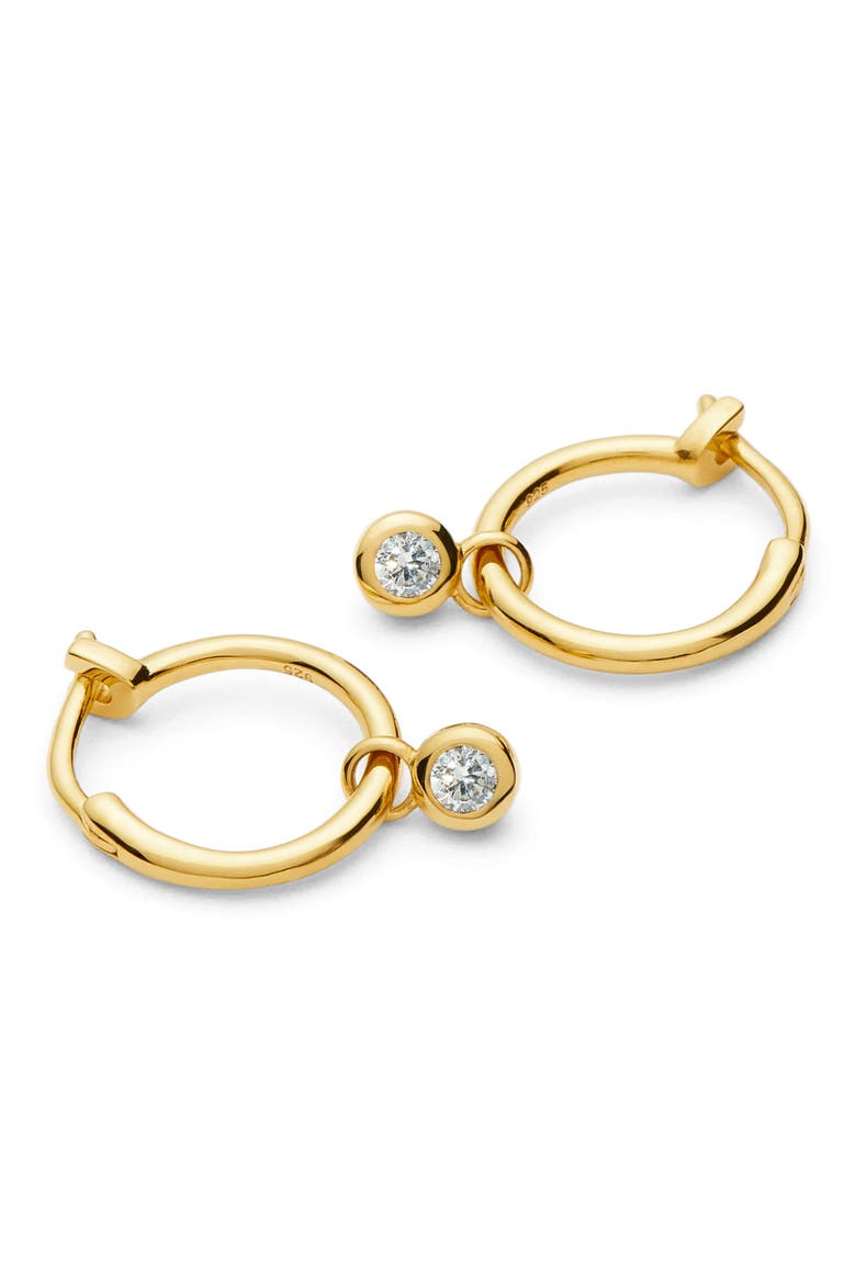 Tennis Charm Mini Hoop Earrings, Main, color, GOLD