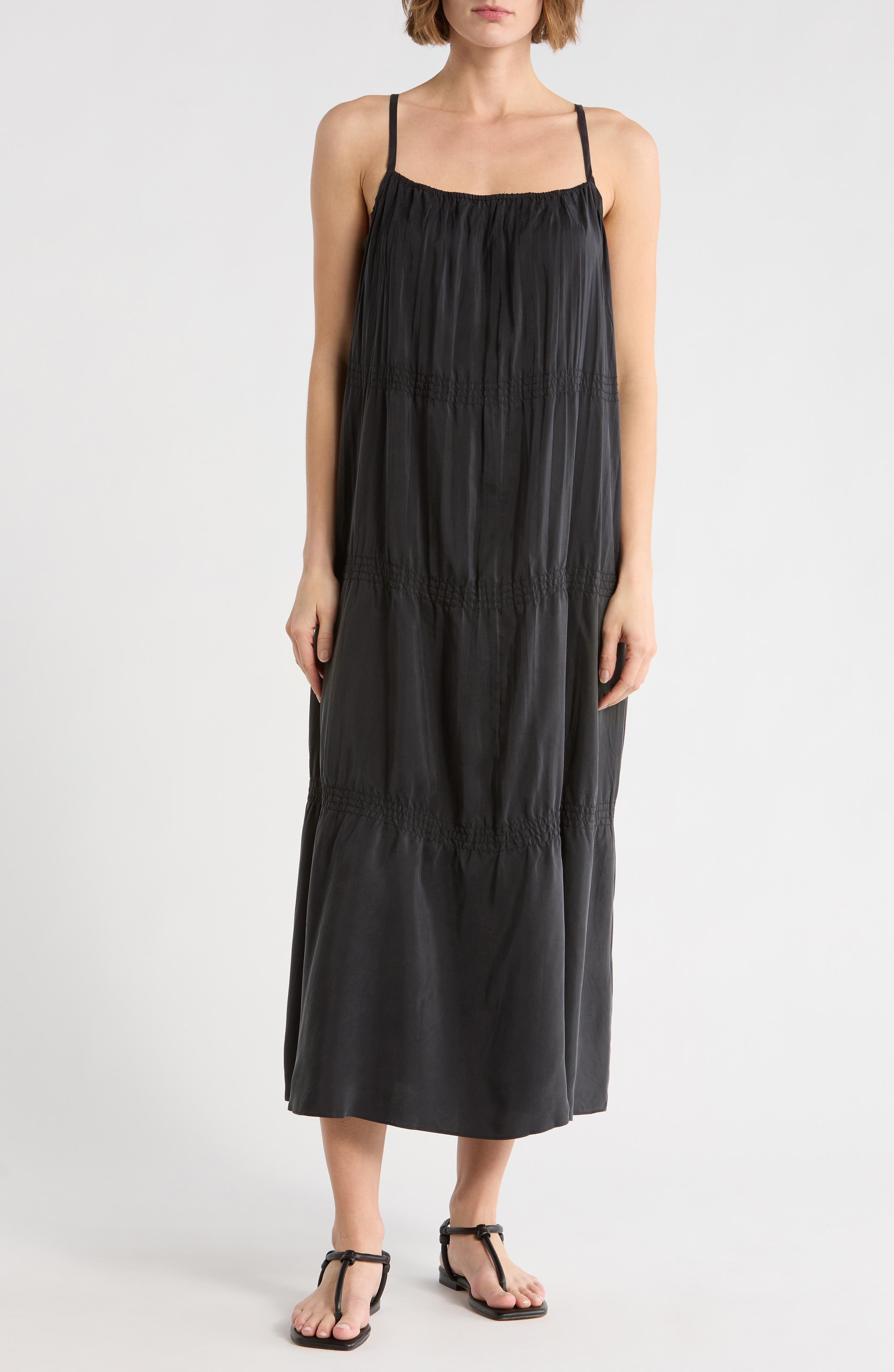 Eileen Fisher Smocked Cami Maxi Dress