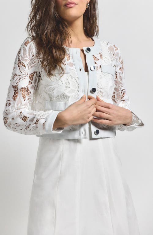 Derek Lam 10 Crosby Ashley Rigid Lace Jacket In Ice