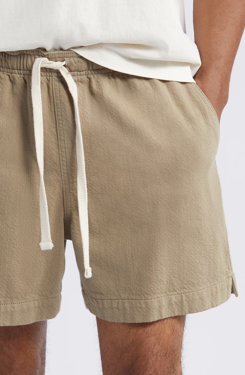 FRAME Elastic Waist Cotton Terry Shorts, Alternate, color, Dark Beige
