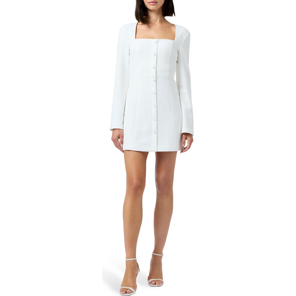 French Connection Whisper Square Neck Long Sleeve Sheath Minidress In White