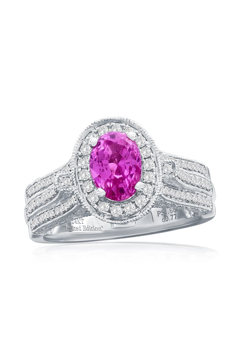 14K Gold Fancy Pink Sapphire & Diamond Ring, Main, color, Pink
