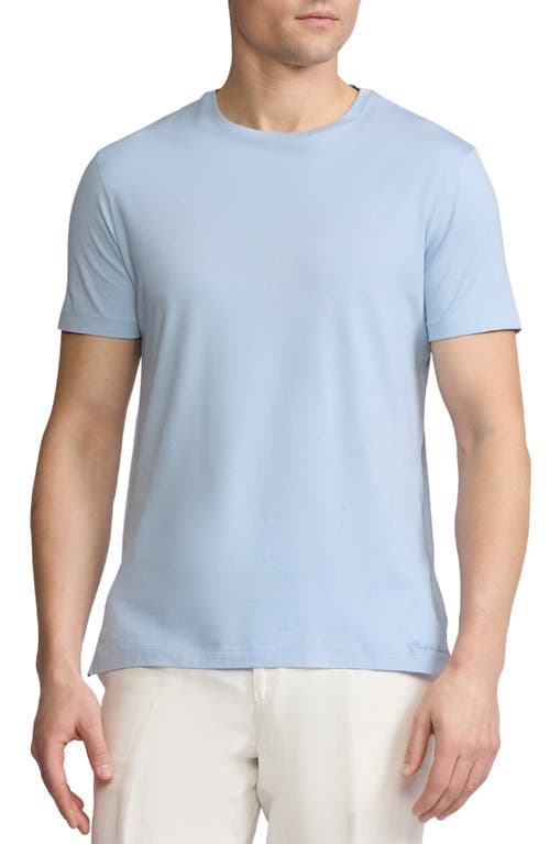 Ralph Lauren Purple Label Luxury Lisle Crewneck T-shirt In Chambray Blue