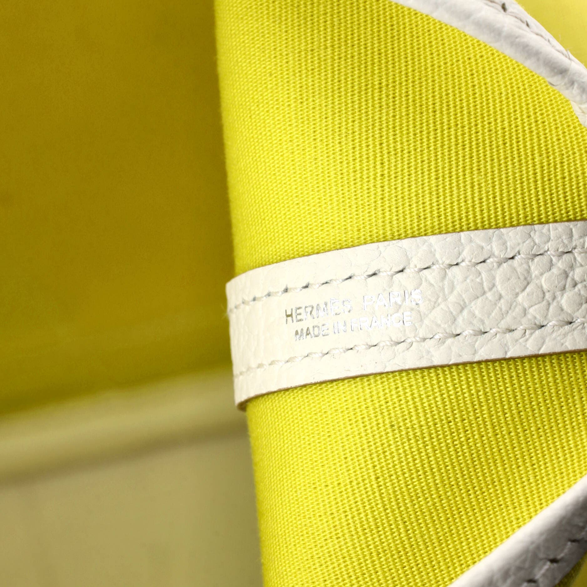 Pre-Owned Hermes Garden File Tote Toile and Leather 28, Alternate, color, Lime