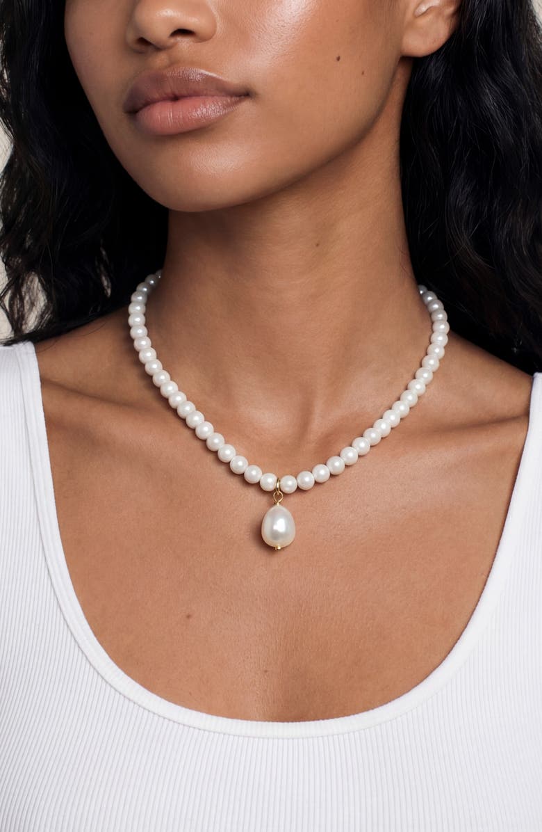 Ettika Freshwater Pendant Bead Necklace, Alternate, color, White