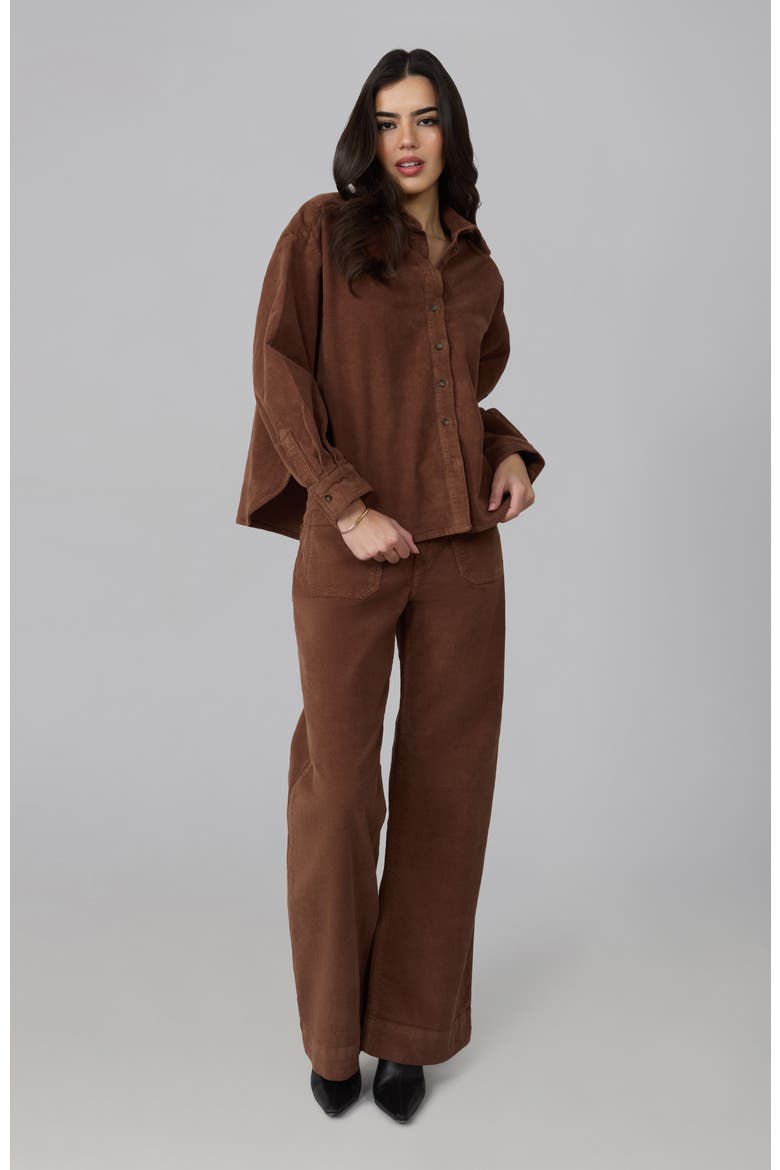 Colette High Rise Wide Leg Corduroy Jeans, Alternate, color, Cafe Noir