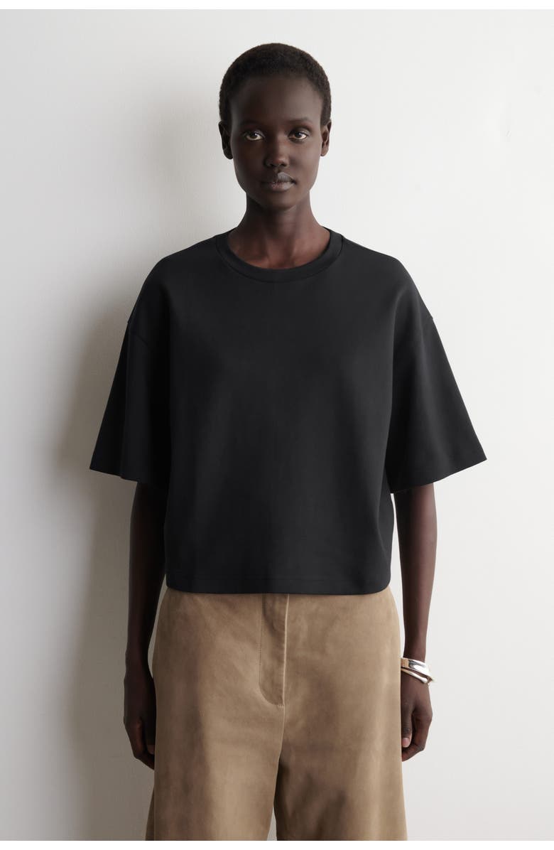 COS Oversized Boxy Cotton T-Shirt, Main, color, Black