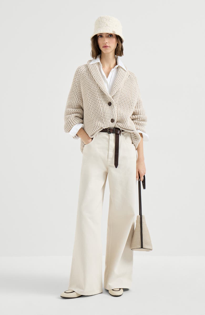 Brunello Cucinelli Net cardigan, Alternate, color, Oat