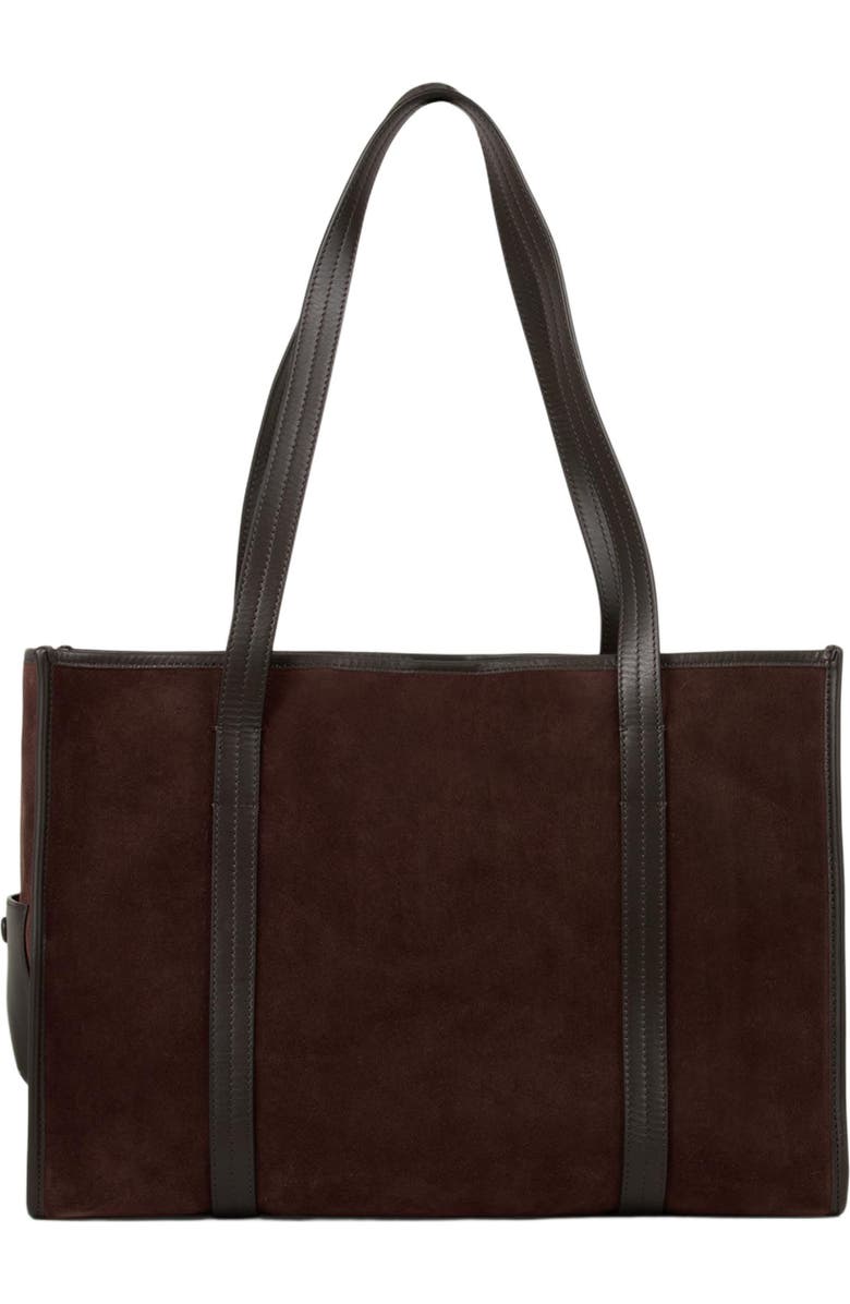 SANDRO Soft suede shopping bag, Alternate, color, Mahogany