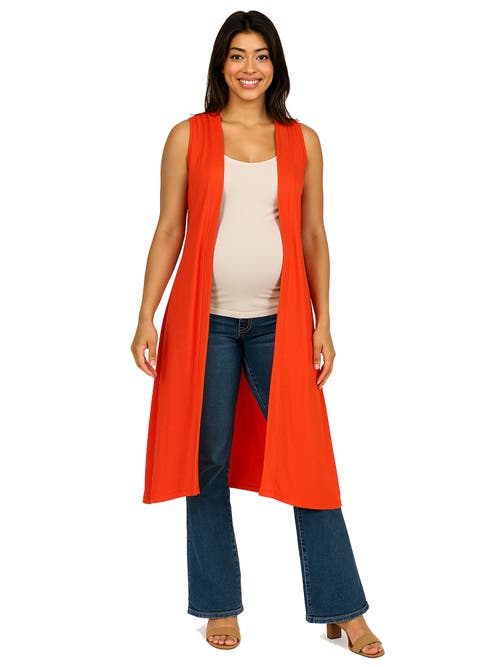 24seven Comfort Apparel Plus Size Asymmetric Open Front Cardigan Sweater In Red