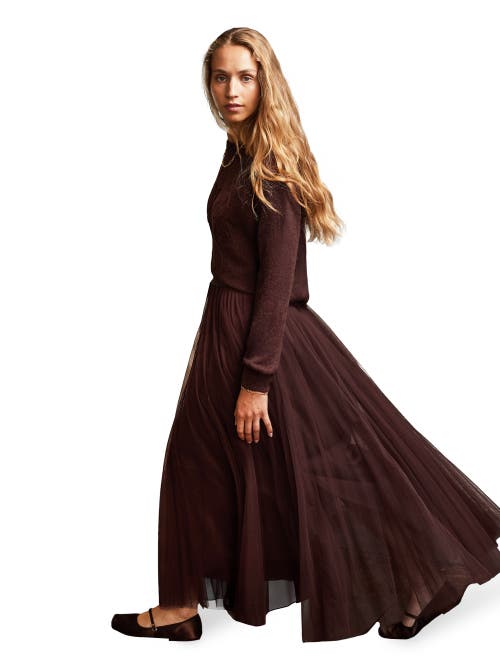 Ro&zo Tulle Godet Maxi Skirt In Brown