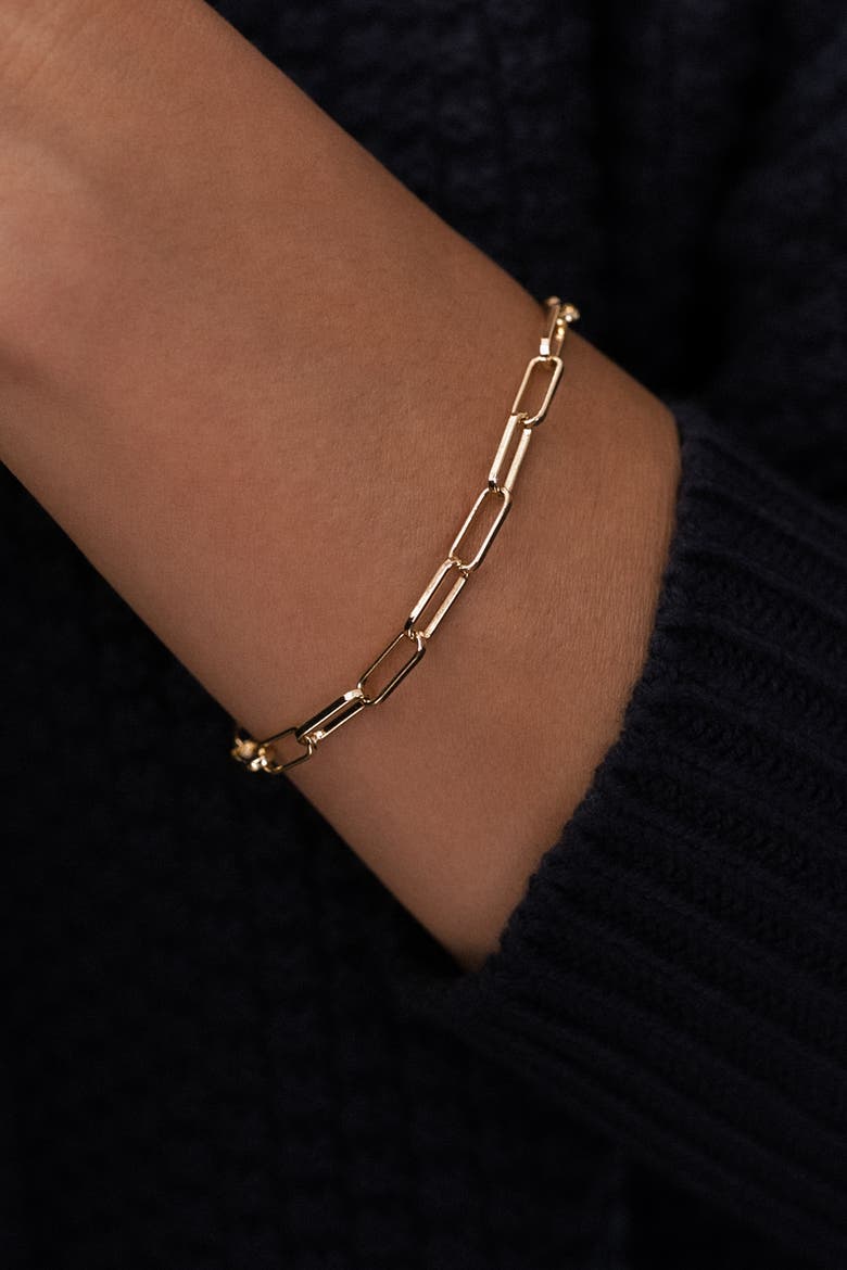 Open Link Paperclip Chain Bracelet, Alternate, color, 18k Rose Gold Plated