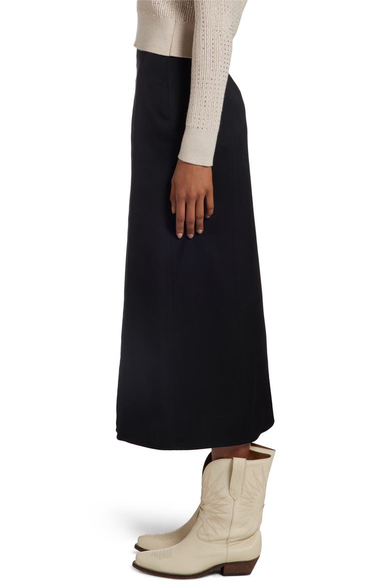 Virgin Wool Midi Skirt, Alternate, color, BLACK