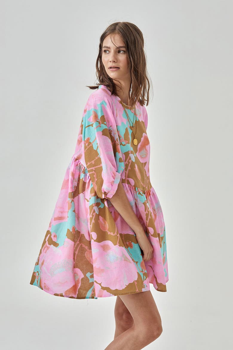 Alcala Linen Dress, Main, color, Aquarela