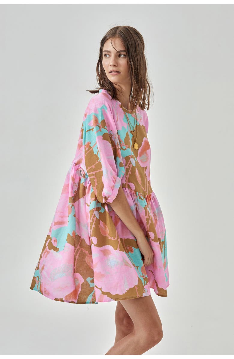 LANHTROPY Alcala Linen Dress, Main, color, Aquarela